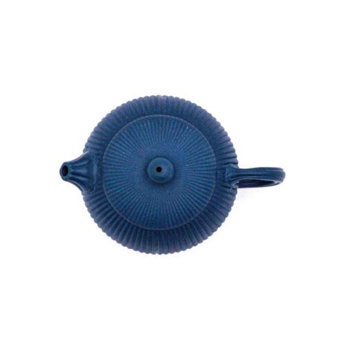 Blaue Yixing (Xi Shi) Teekanne mit Streifen Verzierung – Bild 2